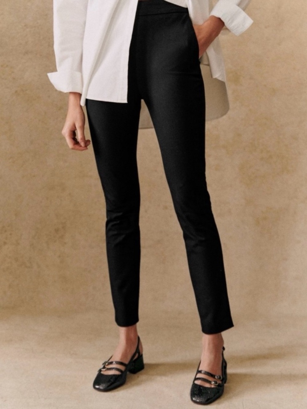 Sezane Clara Black Slim Ankle Pants s 34